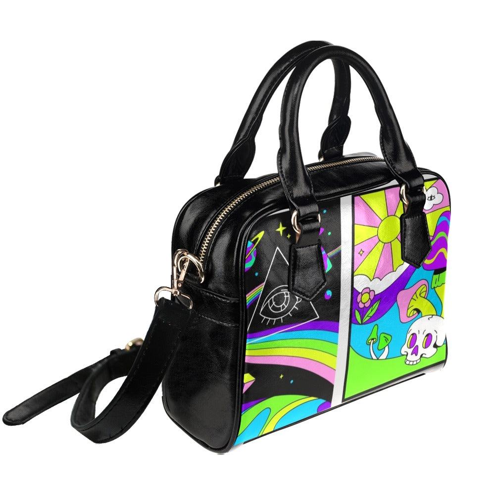 Psychedelic skull magic trippy illustration Shoulder Handbag