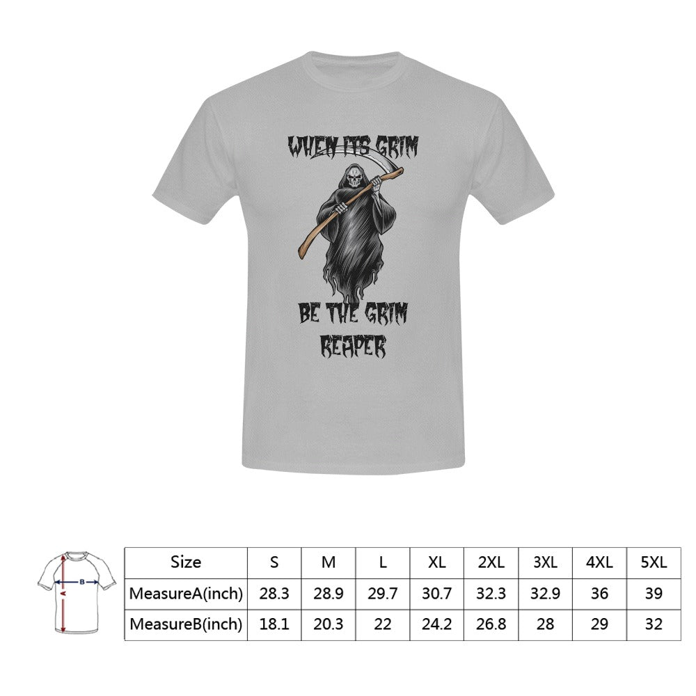 When It's Grim Be The Grim Reaper Cartoon Grey Men's T-Shirt