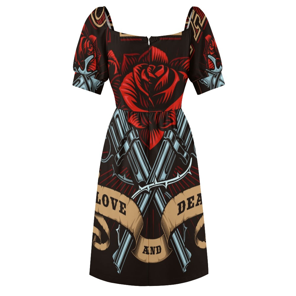 Guns Roses Biker Girl Sweetheart Dress