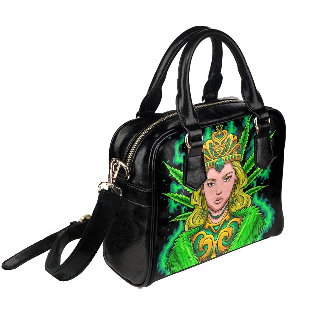 Royal Marijuana Queen Illustration Shoulder Handbag