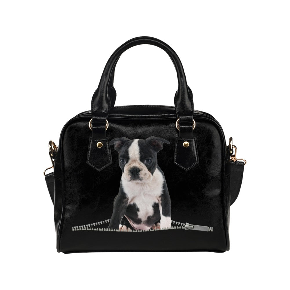 Boston Terrier Zip Shoulder Handbag