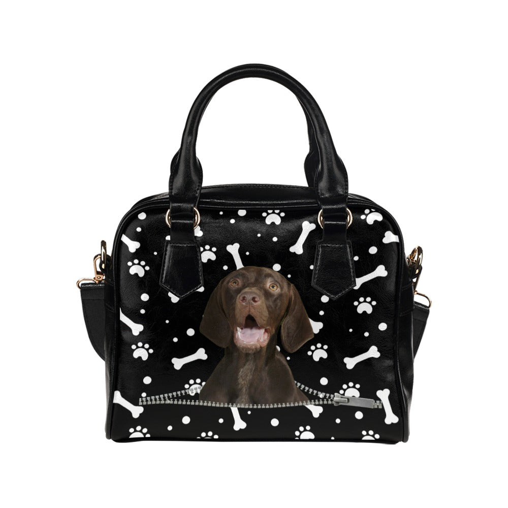 German Shorthaired Pointer Zip Paws and Bones Shoulder Handbag