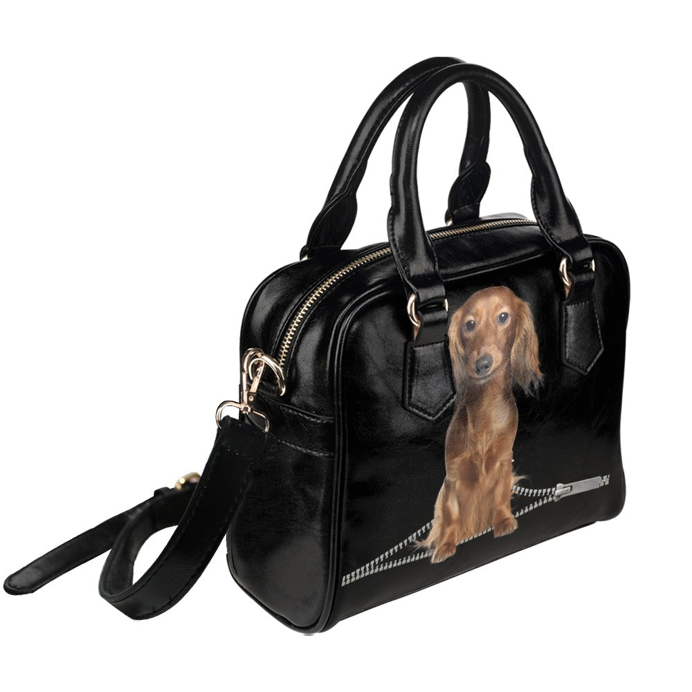 Dachshund Zip Shoulder Handbag