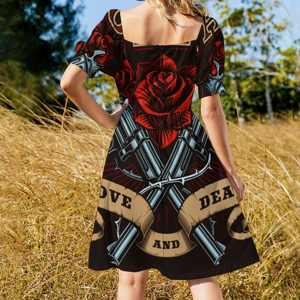 Guns Roses Biker Girl Sweetheart Dress