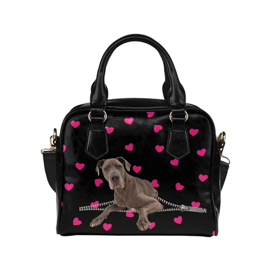 Great Dane Zip Hearts Shoulder Handbag