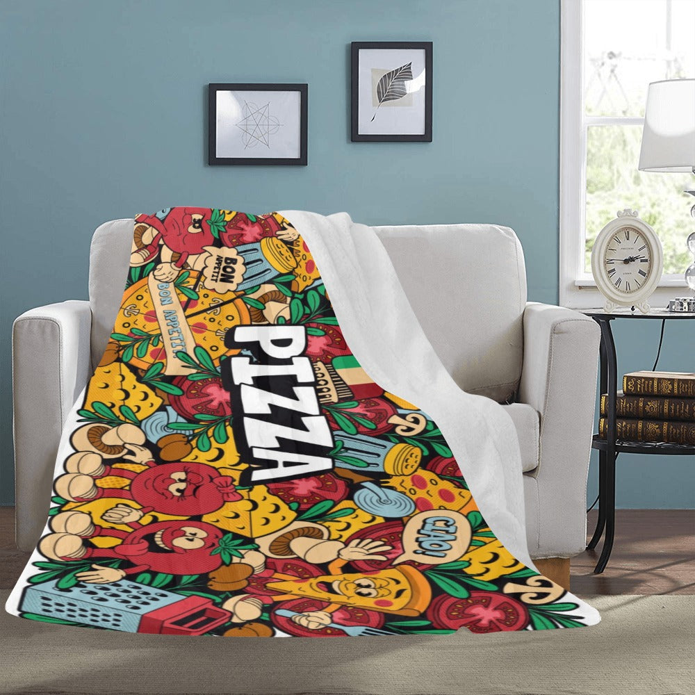 Colorful Pizza Cartoon Style Ultra-Soft Micro Fleece Blanket 60"x80"