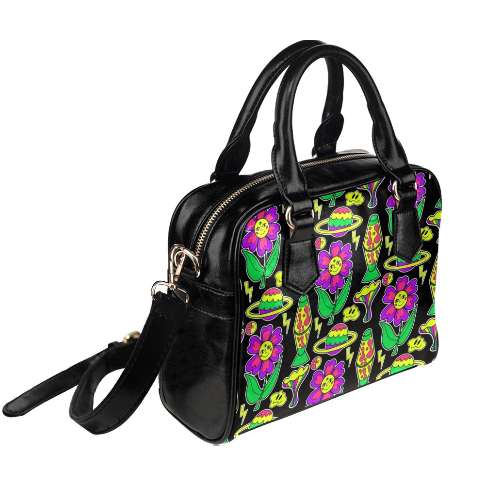 Psychedelic Neon Trip Shoulder Handbag