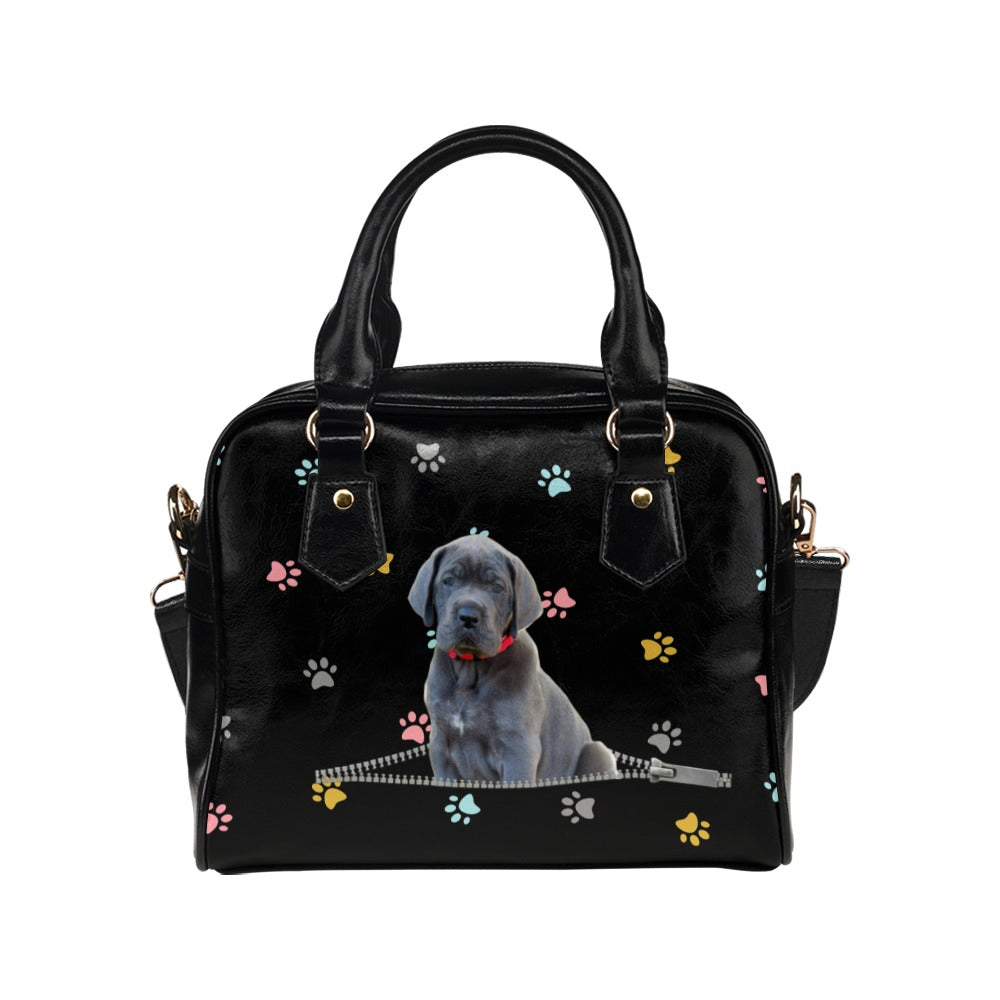 Great Dane Puppy Zip Colorful Paws Shoulder Handbag