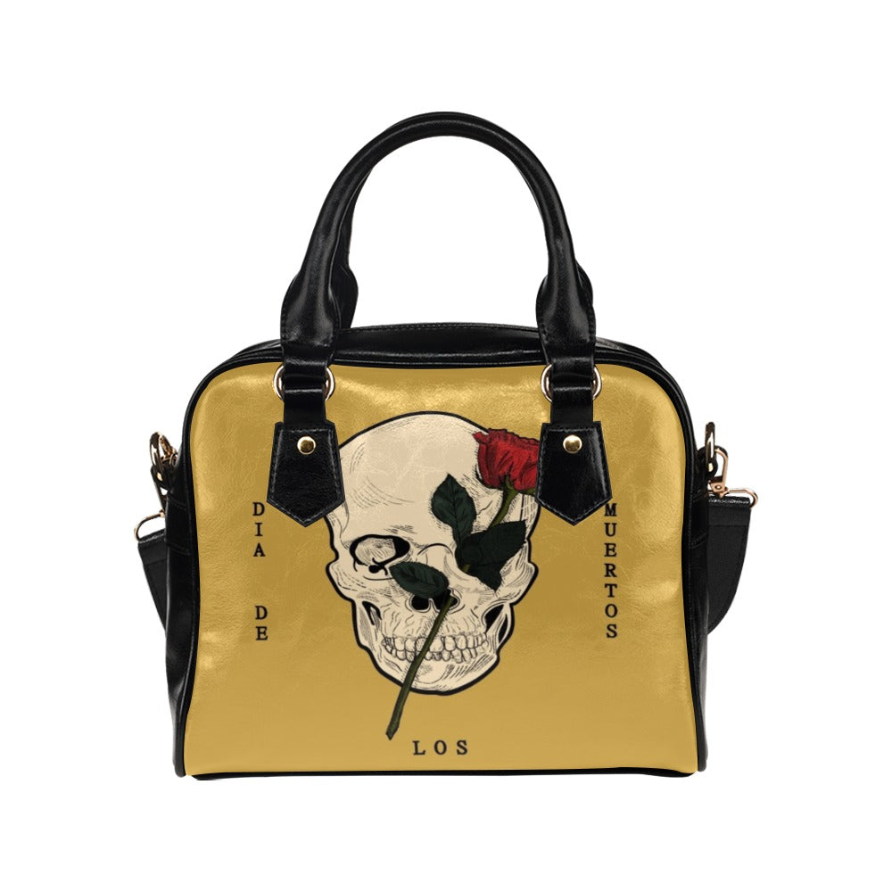 Dia Muertos Skull Rose Engraved Style Shoulder Handbag