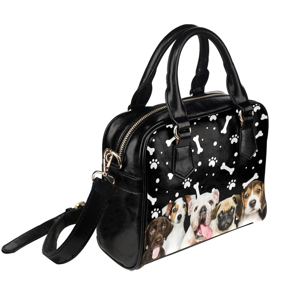 Puppies Paws and Bones Shoulder Handbag