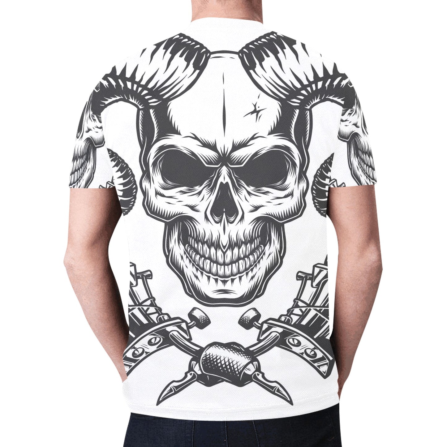 Vintage Monochrome Demon Skull New All Over Print T-shirt