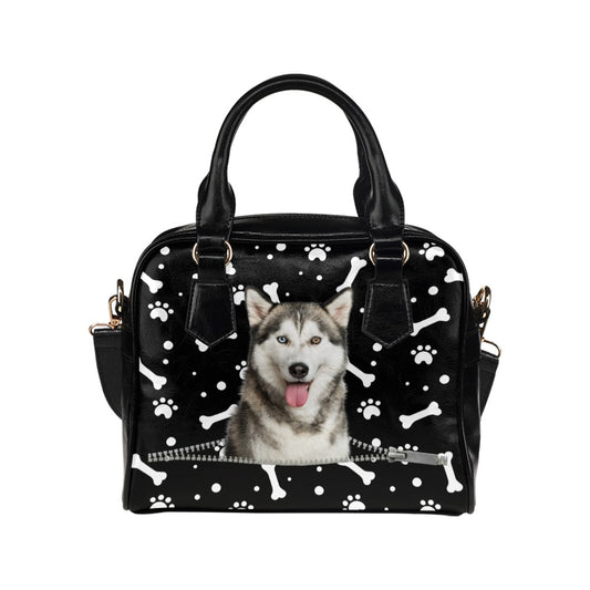 Siberian Husky Paws and Bones Shoulder Handbag