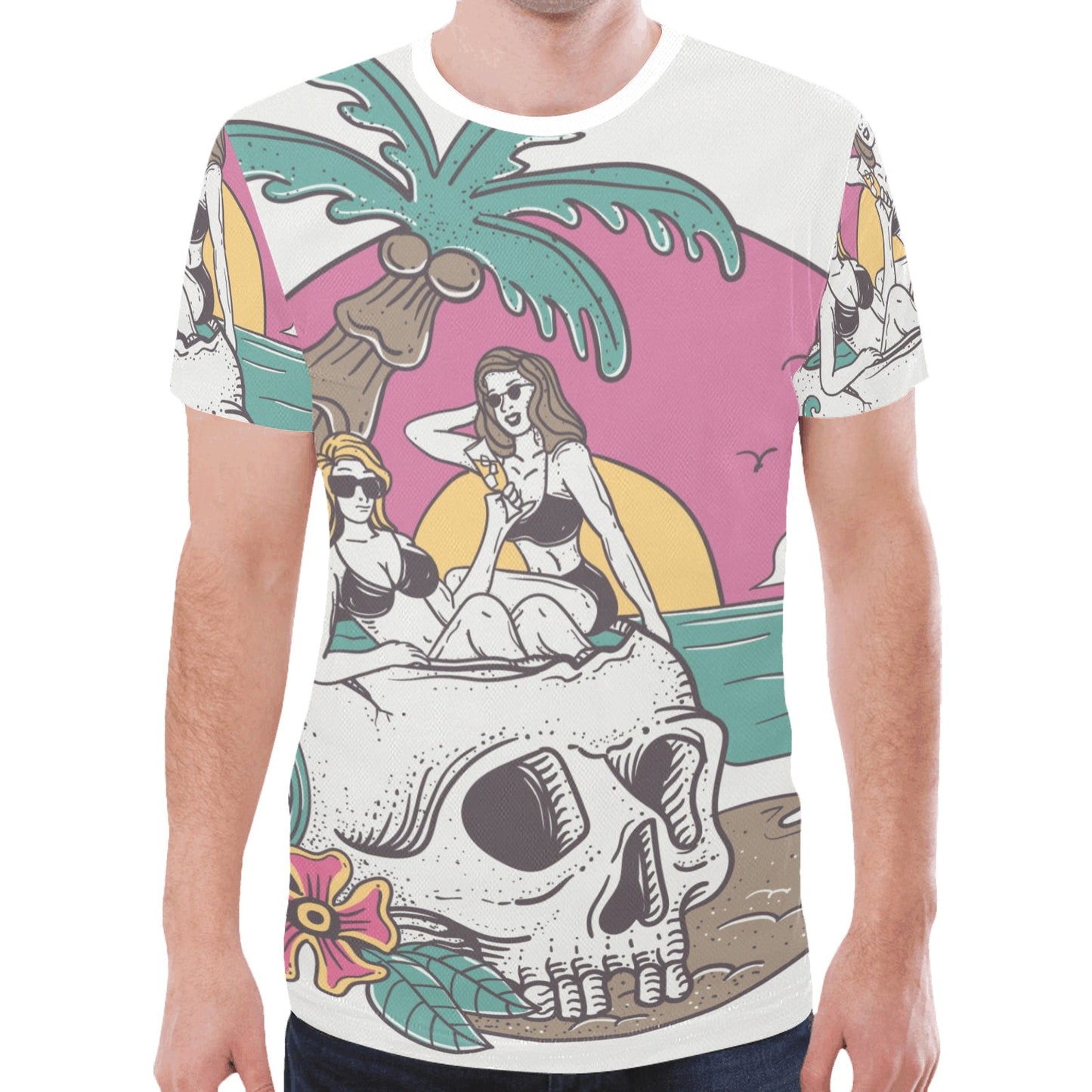 Summer Vibe Sexy Woman Skull Sunset New All Over Print T-shirt