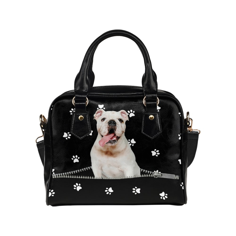 Bulldog Puppy Zip Paws Shoulder Handbag