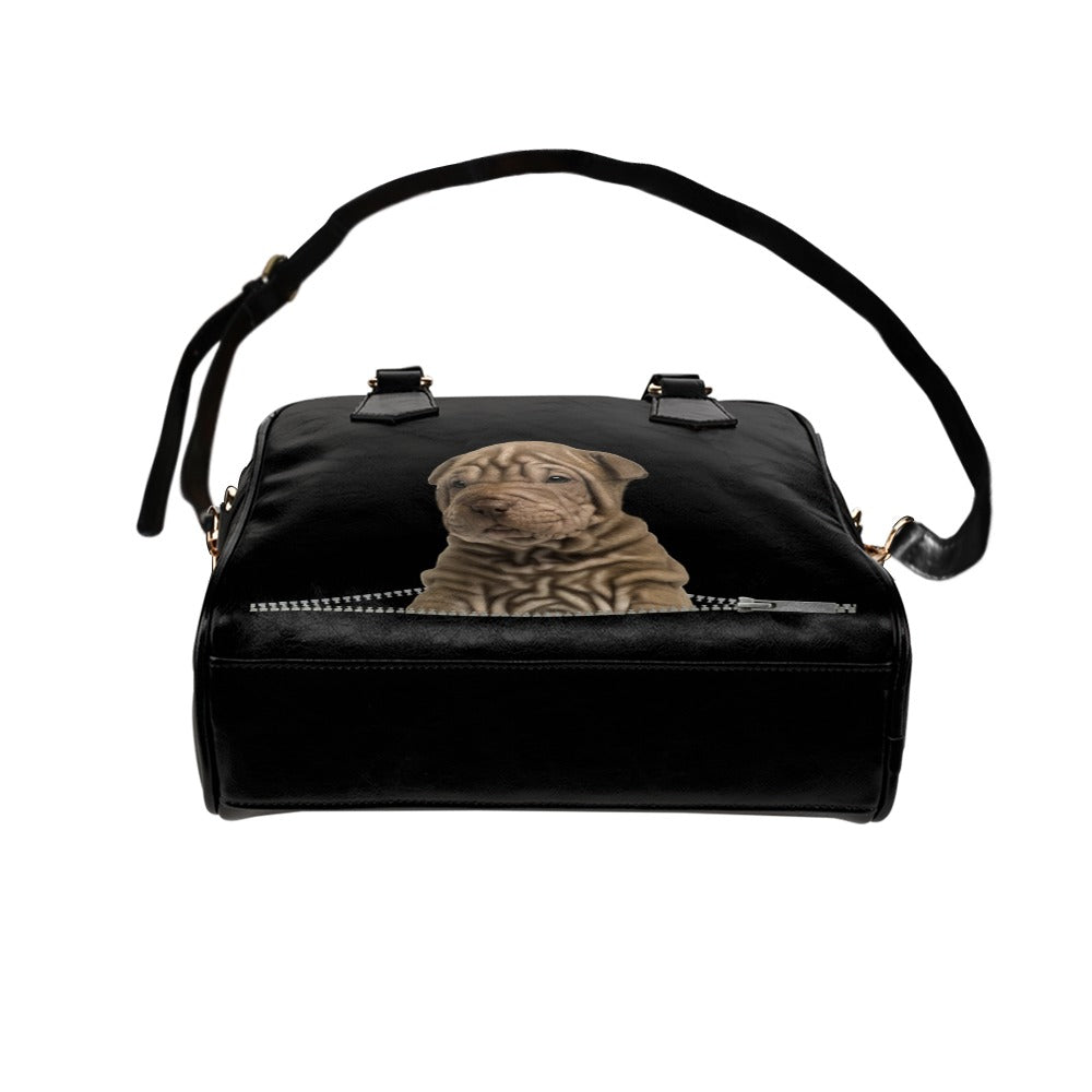 Shar Pei Zip Shoulder Handbag