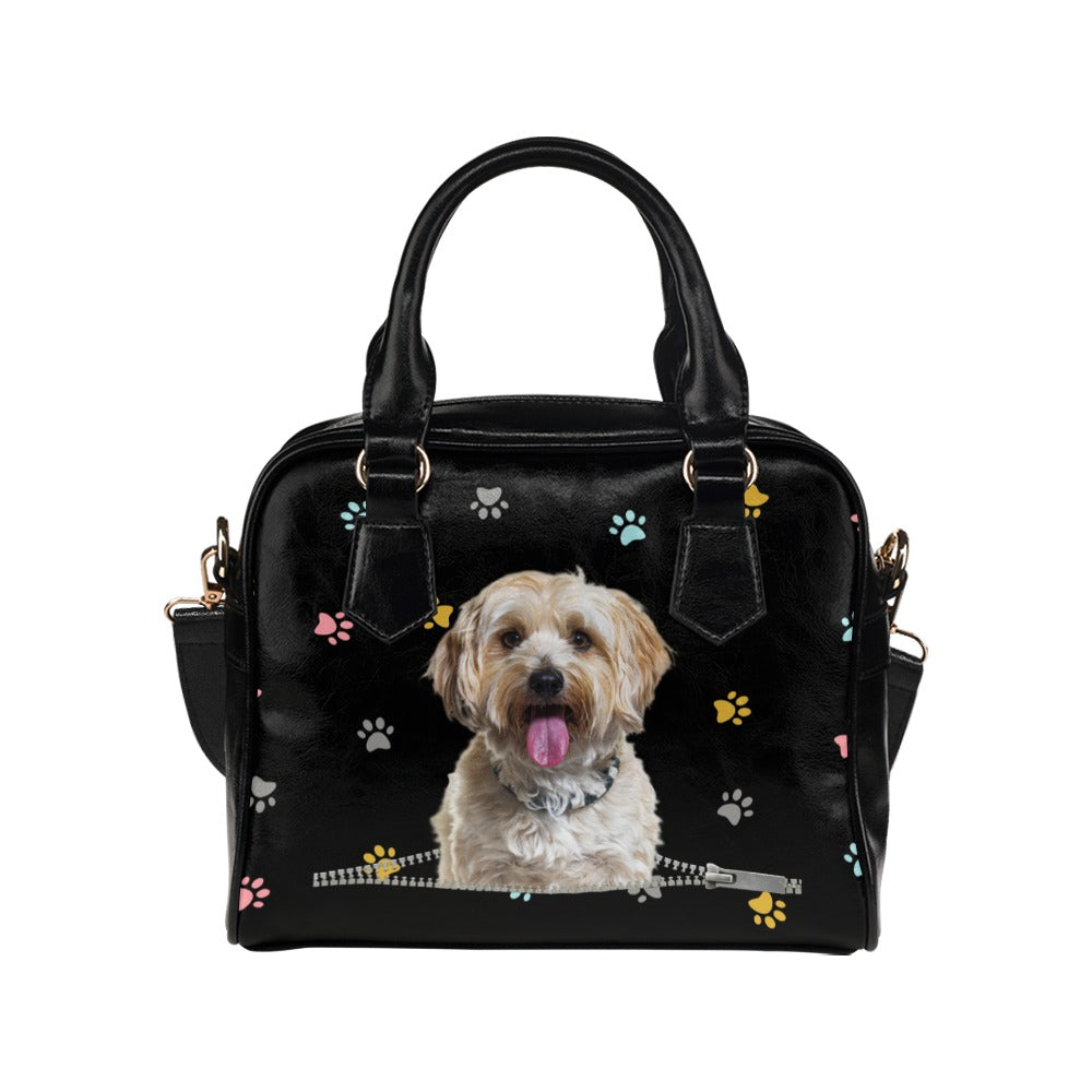 Havanese Zip Colorful Paws Shoulder Handbag