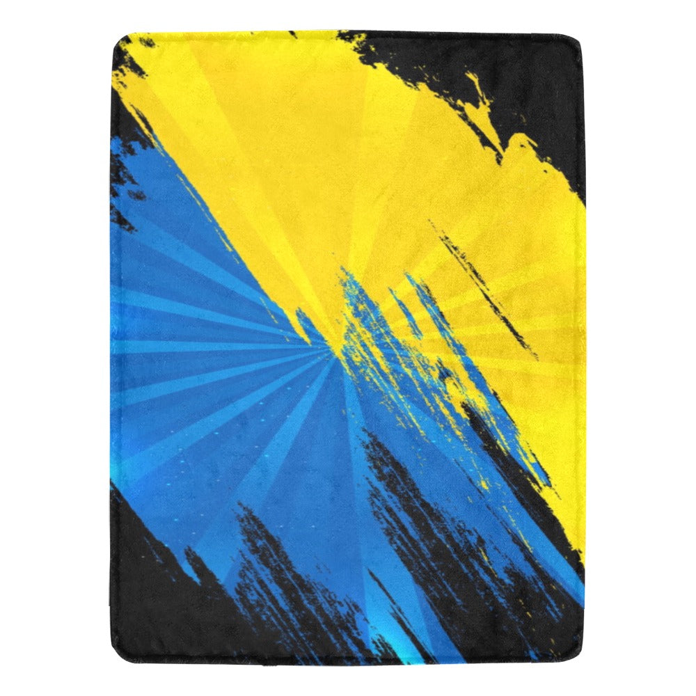 Ukraine Flag With Brush Concept Grunge Style Ultra-Soft Micro Fleece Blanket 60"x80"