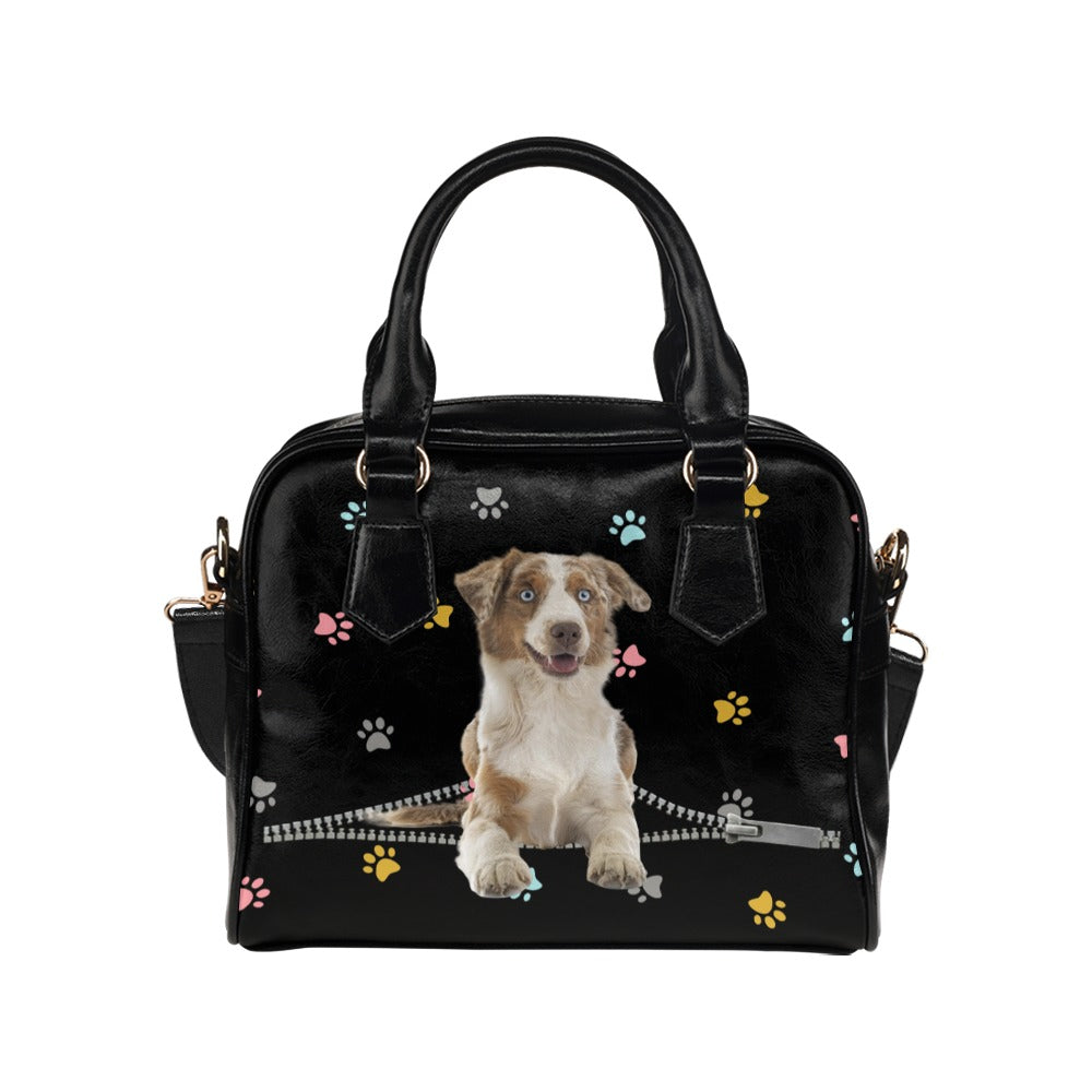 Miniature American Shepherd Zip Colorful Paws Shoulder Handbag