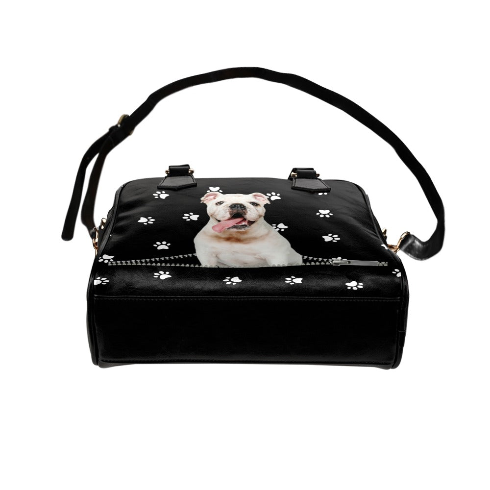 Bulldog Puppy Zip Paws Shoulder Handbag