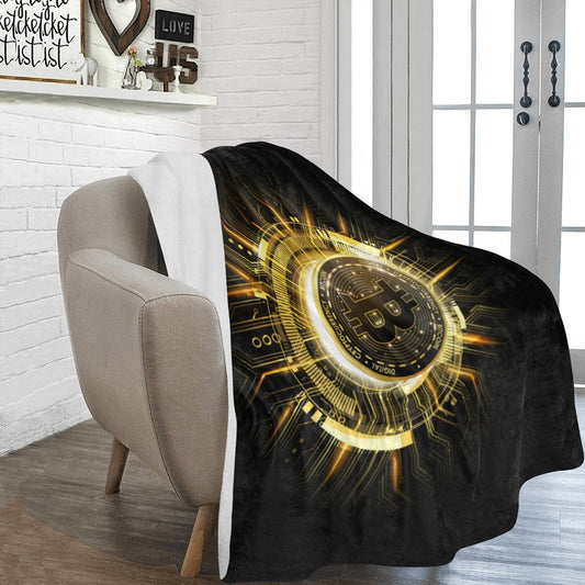 Golden Bitcoin Cryptocurrency Futuristic Ultra-Soft Micro Fleece Blanket 60"x80"