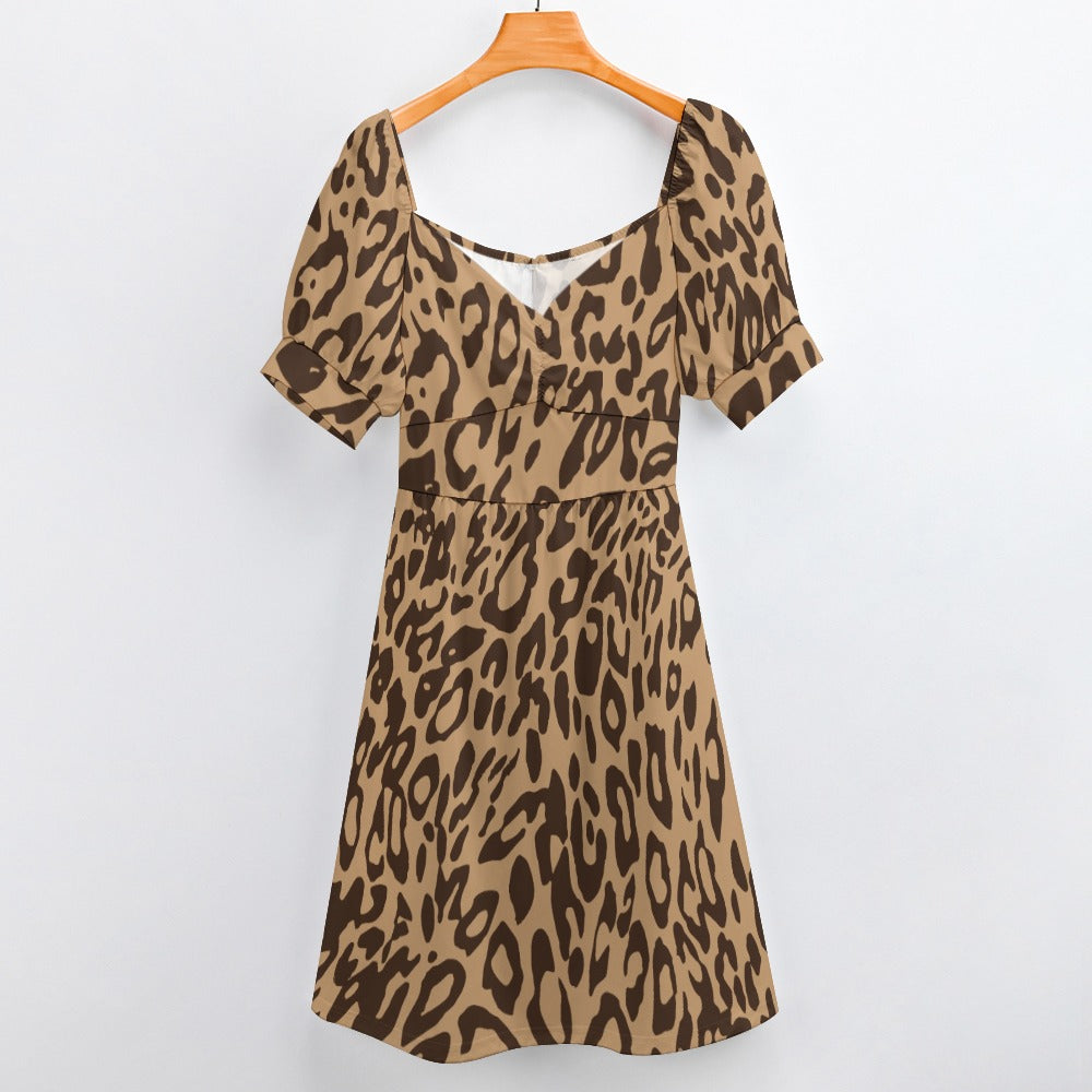 Big Cat Skin Print Sweetheart Dress