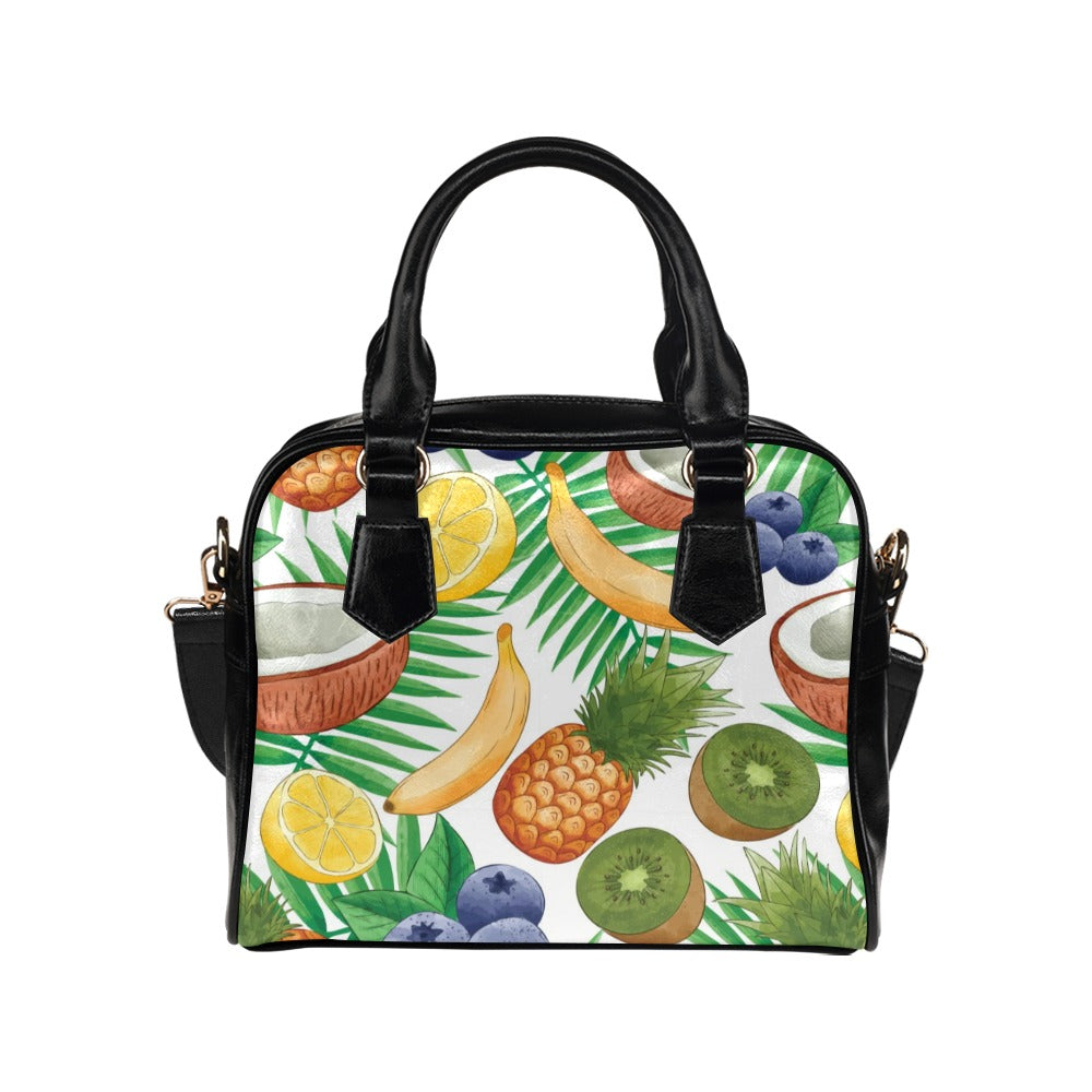 Exotic Fruit Pattern Banana Coconut Kiwi Pineapple Shoulder Handbag