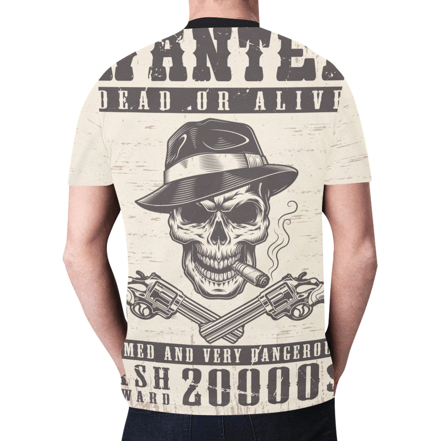 Wanted skull Cash Reward New All Over Print T-shirt