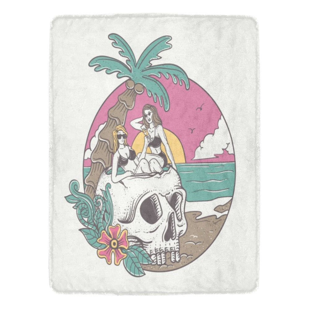 Summer Vibe Sexy Woman Skull Sunset Ultra-Soft Micro Fleece Blanket 60"x80"