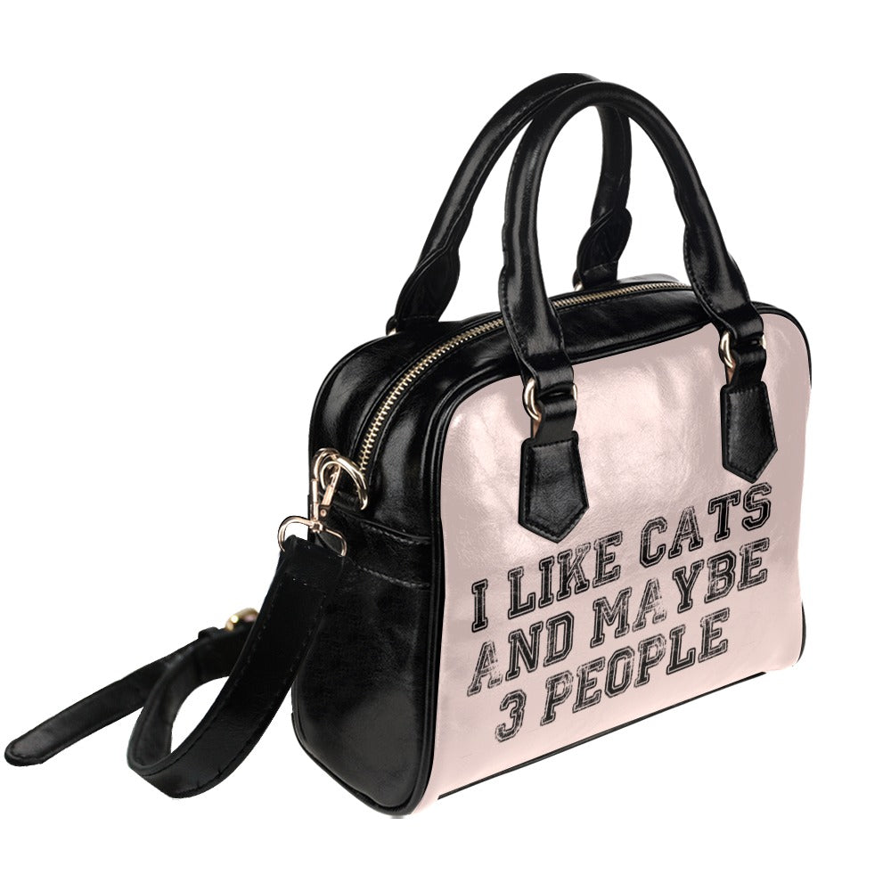 I Like Cats And Maybe 3 People Funny Shoulder Handbag