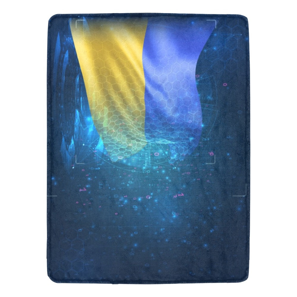 Ukraine Vector 3D Flag Hud Interfaces Ultra-Soft Micro Fleece Blanket 60"x80"