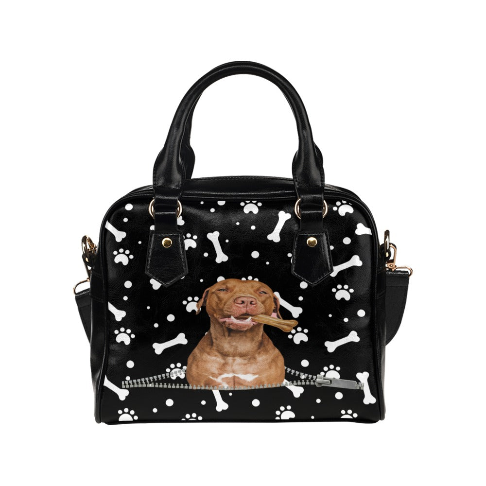 American Pitbull Terrier Paws and Bones Shoulder Handbag