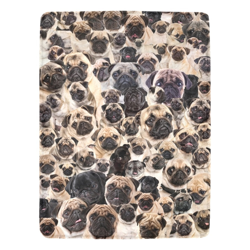 Pug Full Face Cute  Gift Dog Lover Ultra-Soft Micro Fleece Blanket