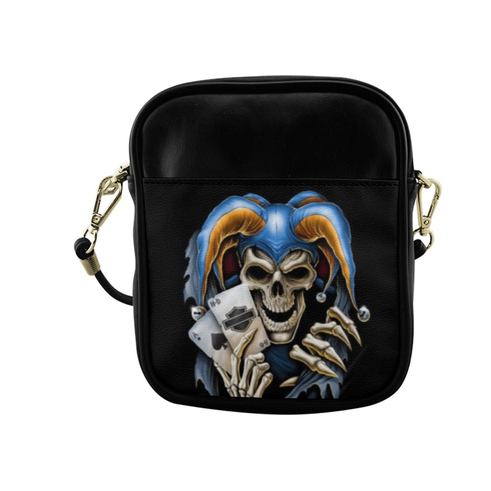 Skull Joker Cards Biker Sling Bag