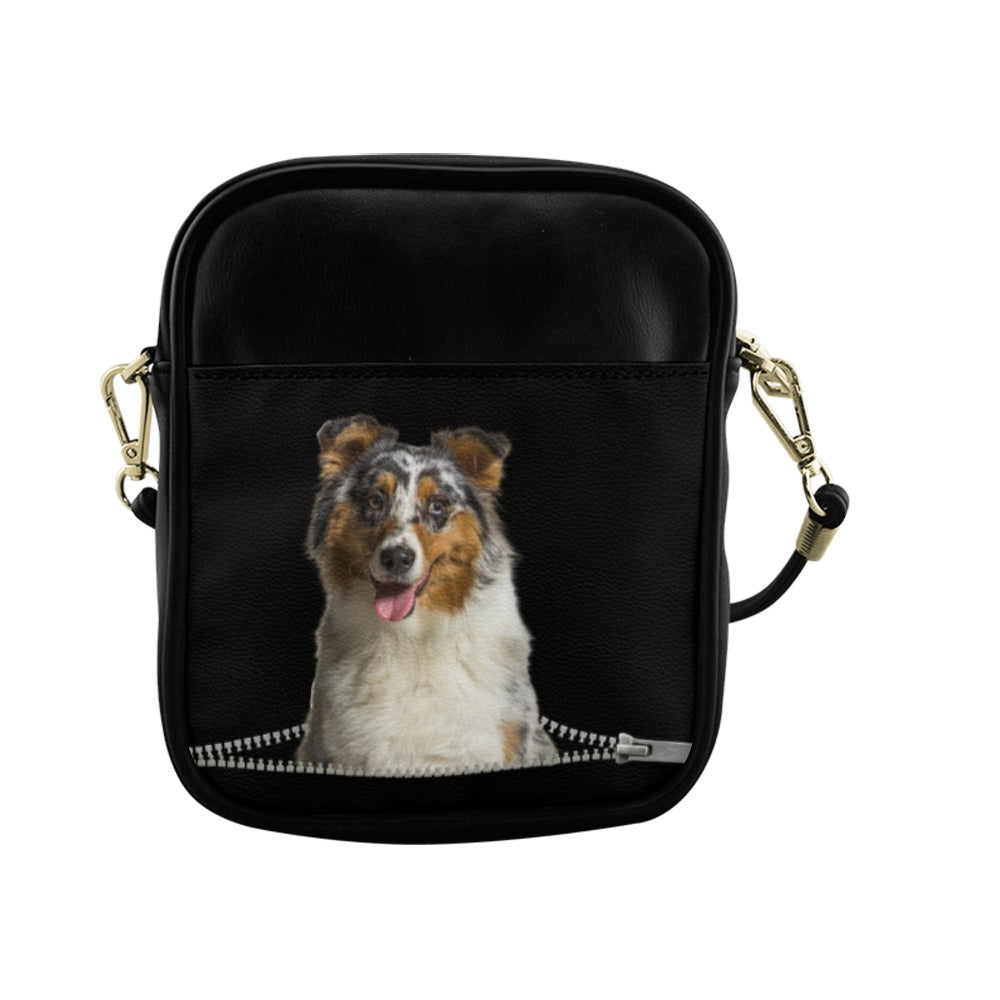 Australian Shepherd Zip Sling Bag