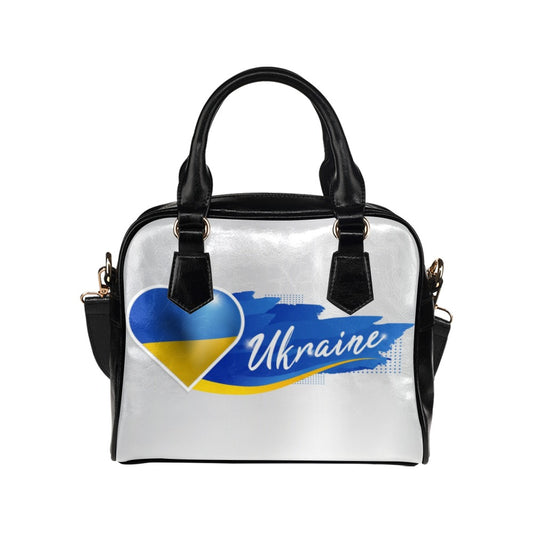 Ukraine Heart With Silver Background Shoulder Handbag