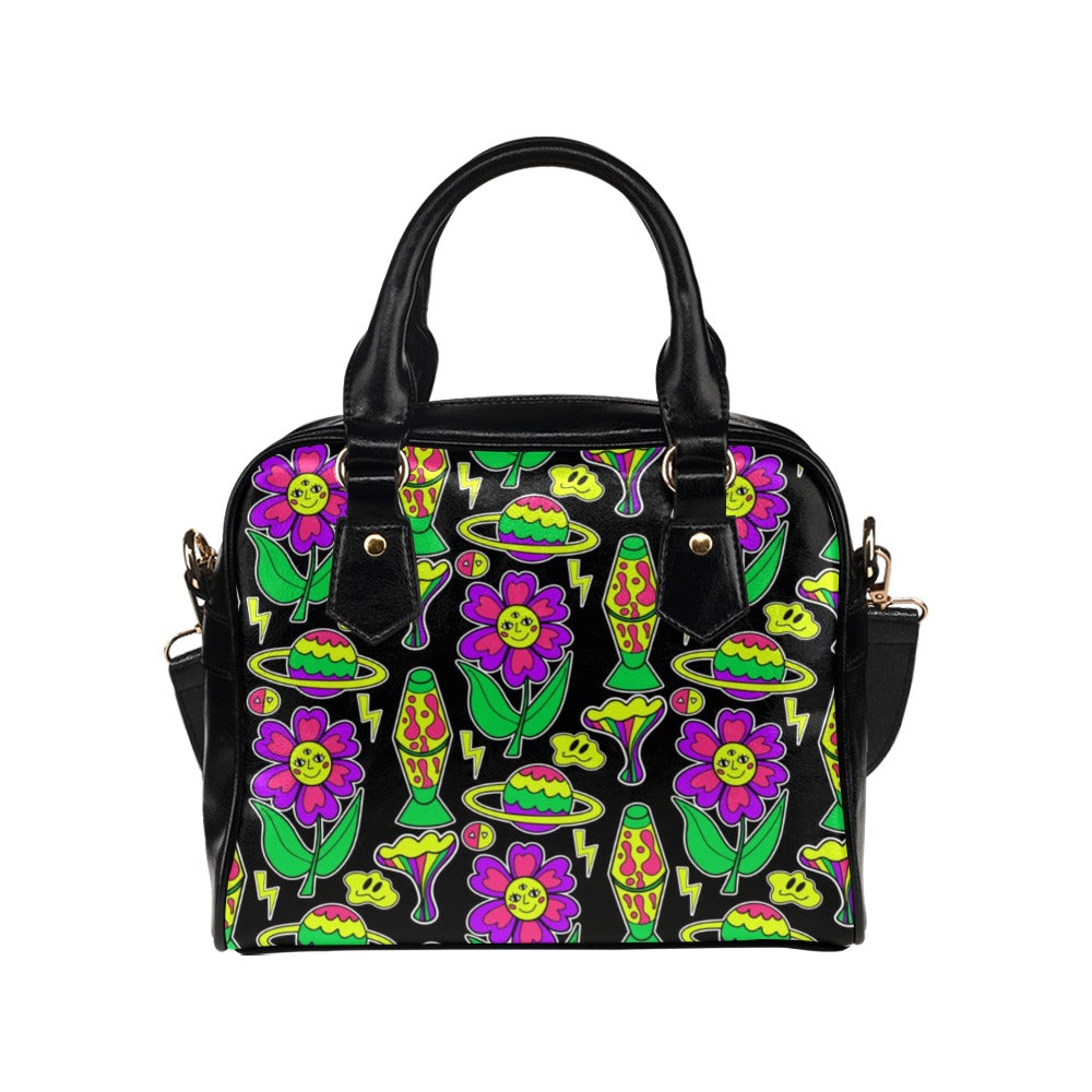 Psychedelic Neon Trip Shoulder Handbag