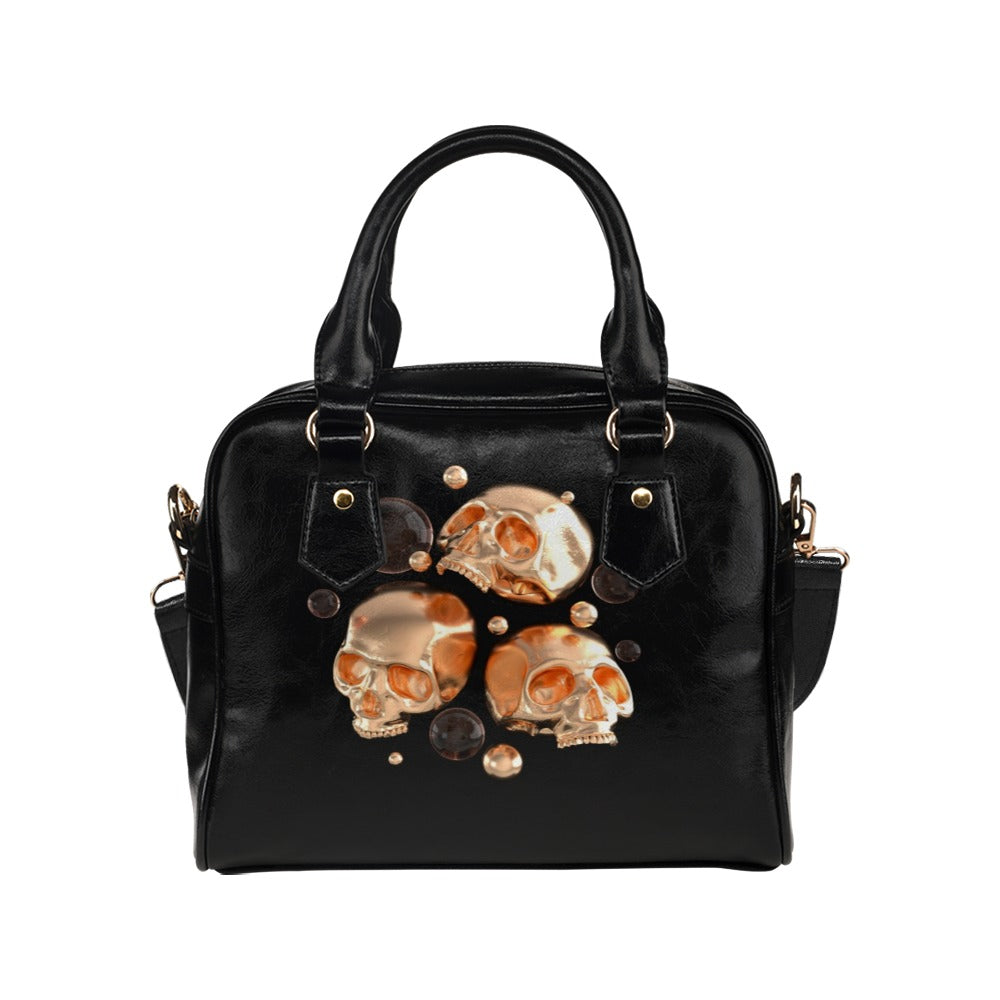 Golden Death Skull Biker Shoulder Handbag