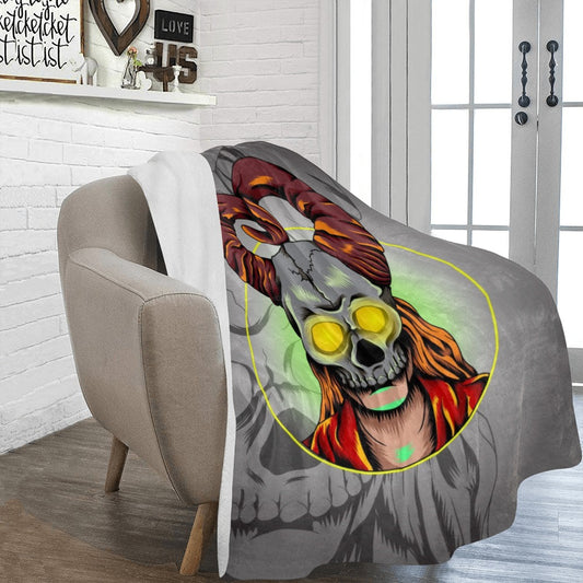 Girl With Horned Skull Mask Ultra-Soft Micro Fleece Blanket 60"x80"