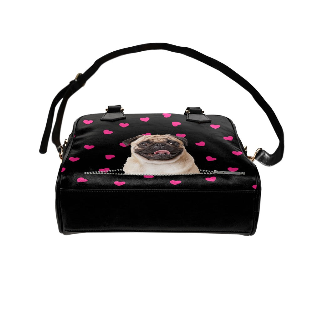 Pug Hearts Shoulder Handbag