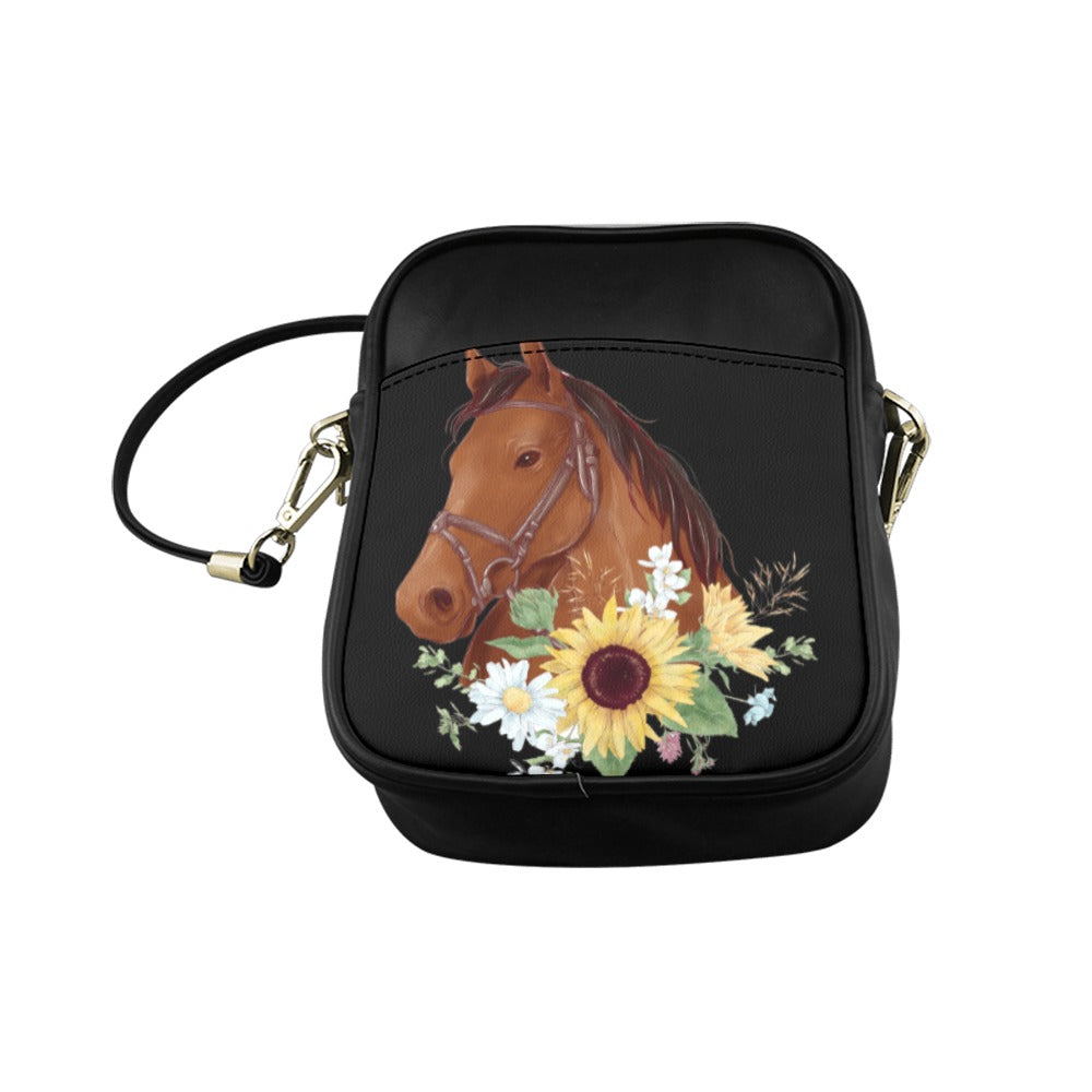 Horse Flowers Sling Bag