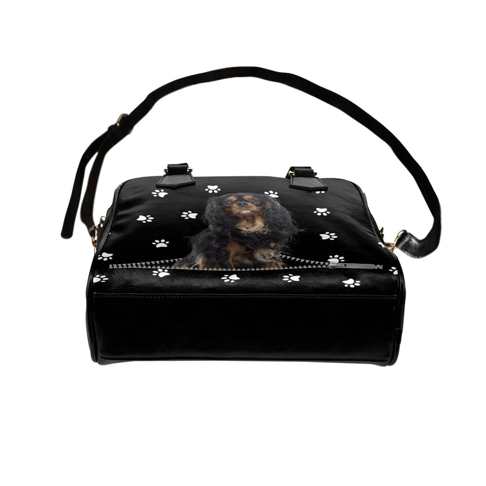 Cavalier King Charles Spaniel Zip Paws Shoulder Handbag