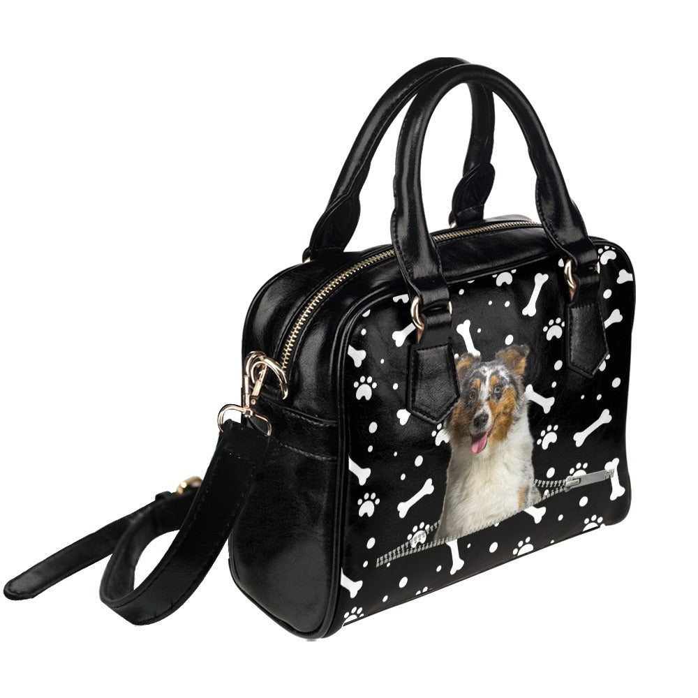 Australian Shepherd Zip Paws and Bones Shoulder Handbag