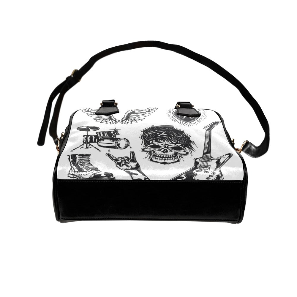 Rock Elements Skull Boot Drums Guitar Rock Music Shoulder Handbag