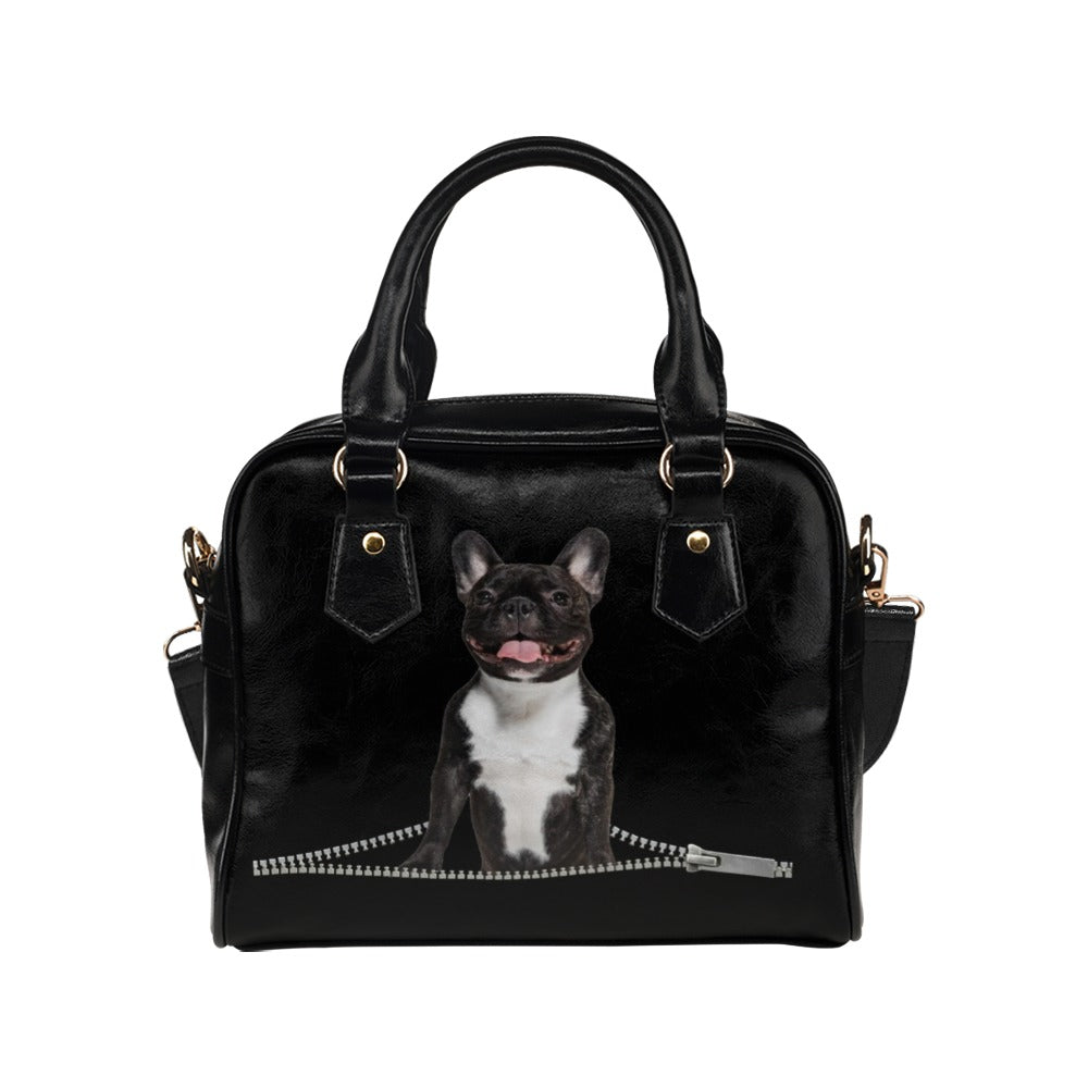 French Bulldog Zip Shoulder Handbag