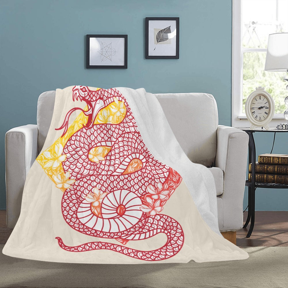 Tattoo Art Snake Flower Ultra-Soft Micro Fleece Blanket 60"x80"