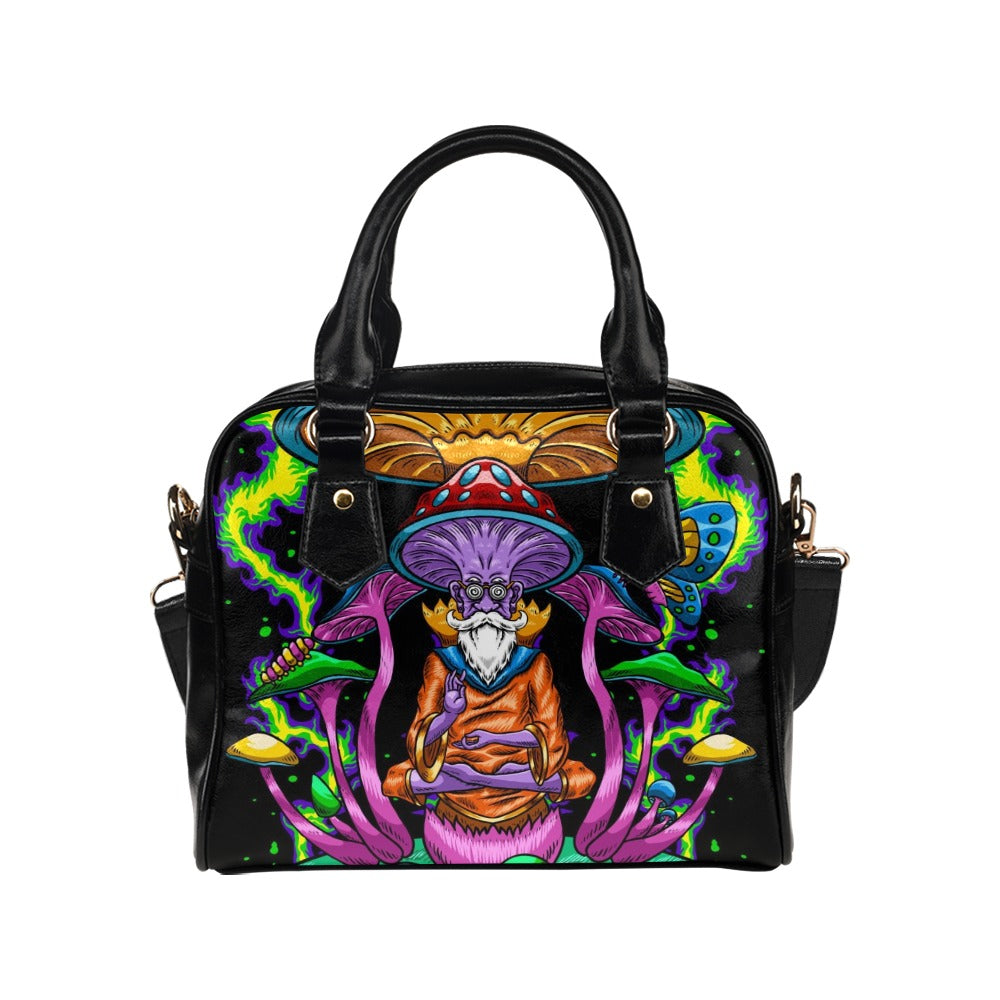 Psychedelic mushroom wise meditation Shoulder Handbag