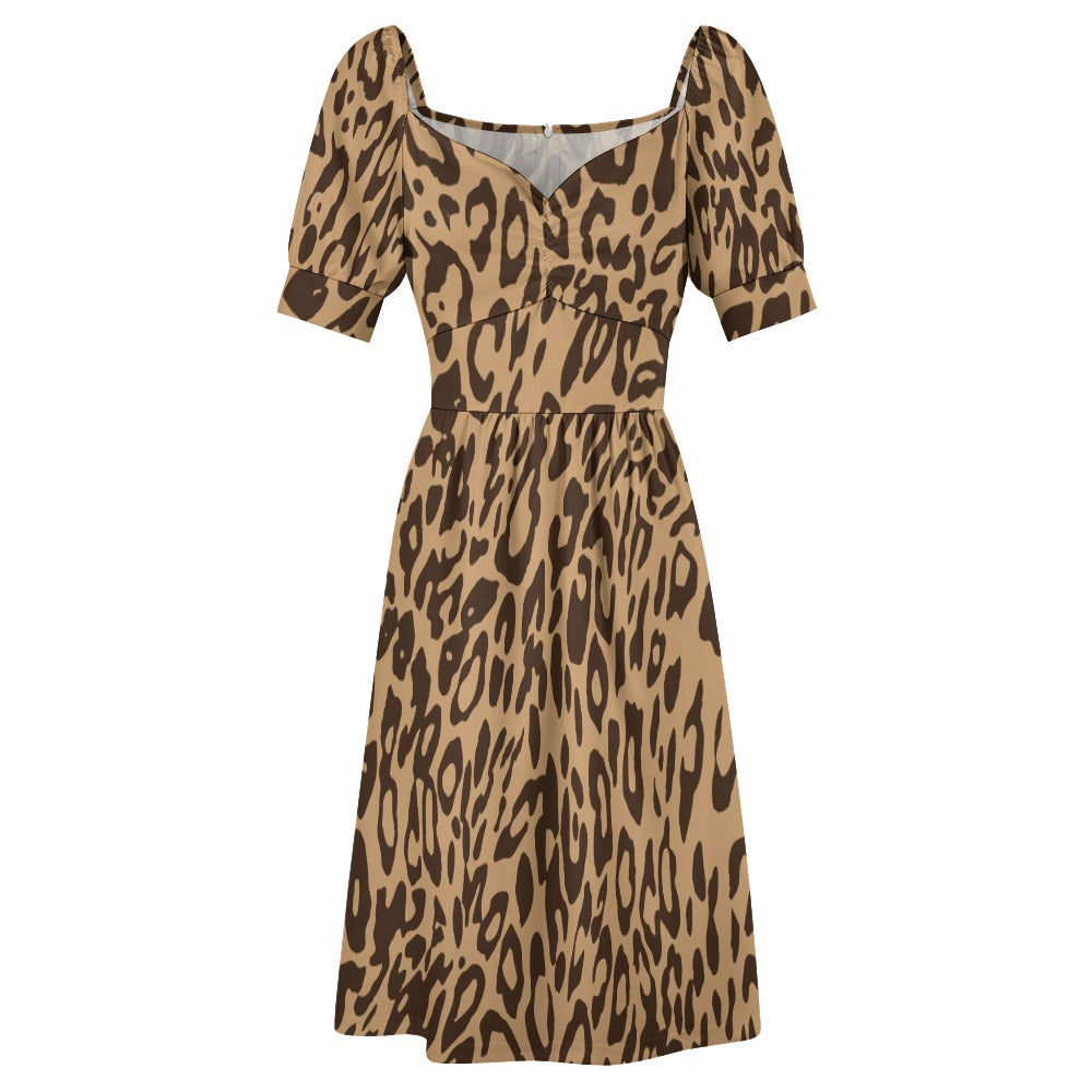 Big Cat Skin Print Sweetheart Dress