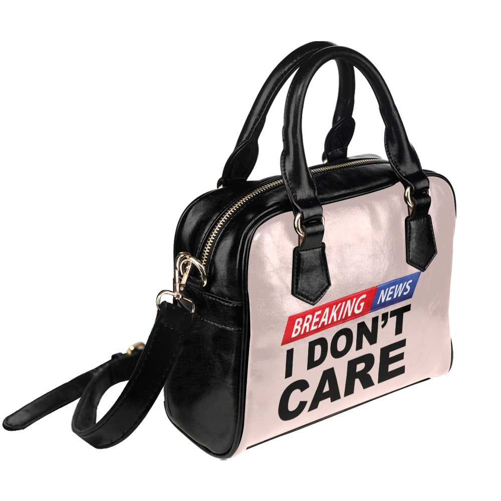 Breaking News I Don't Care Funny Sarcastic Graphic Novelty Shoulder Handbag