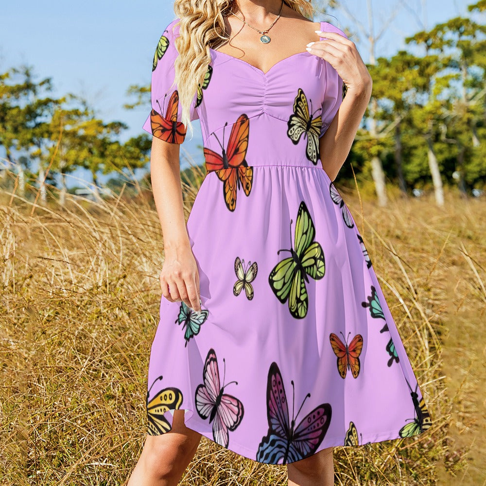 Watercolor colorful butterflies collection pink Sweetheart Dress