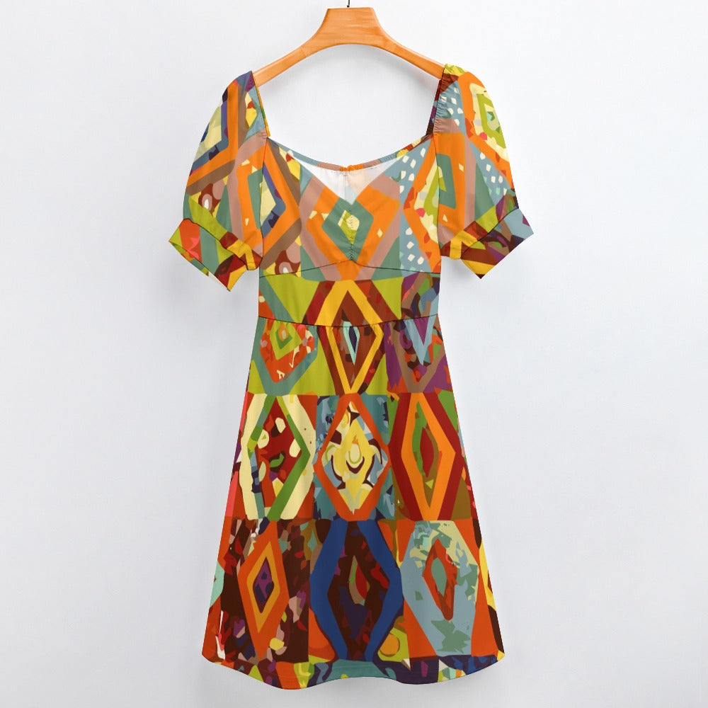 Hippie Retro Colors Sweetheart Dress